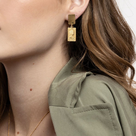 Square Titus Gold Earrings Pendants