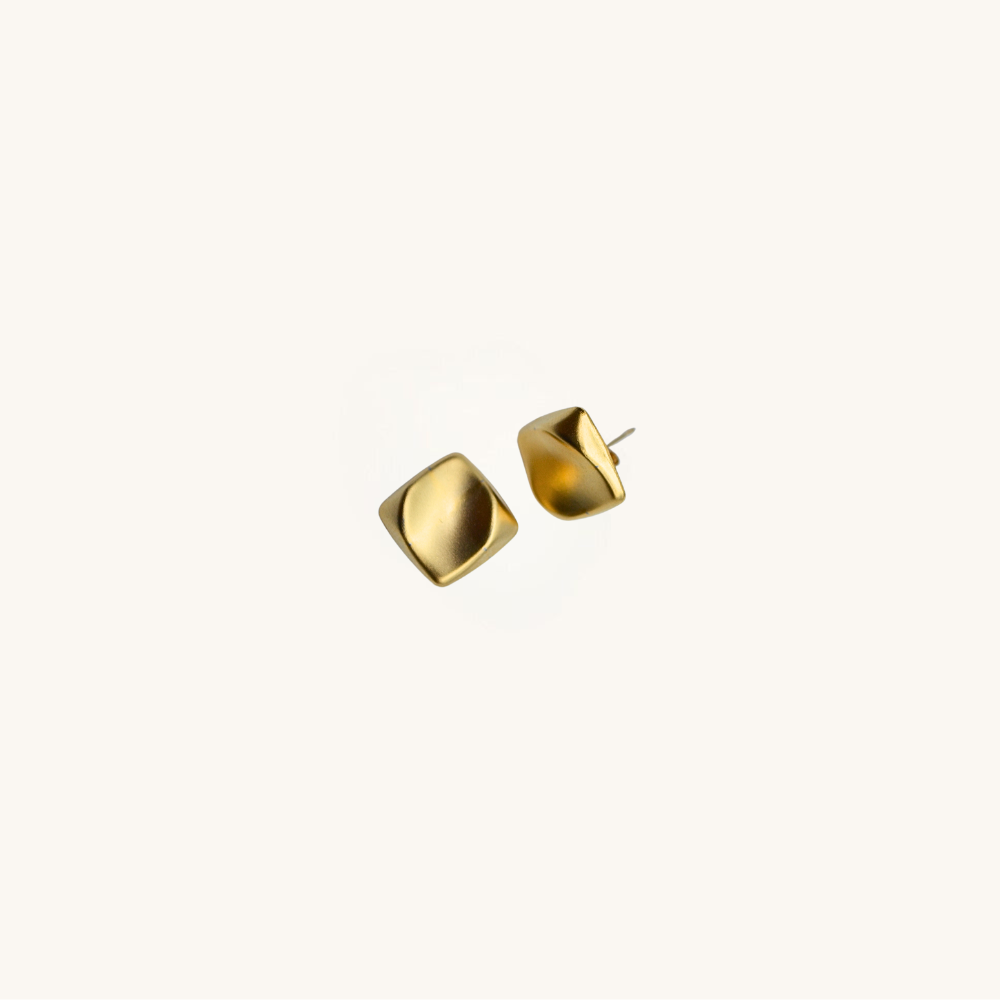 Eighties Square Gold Earrings
