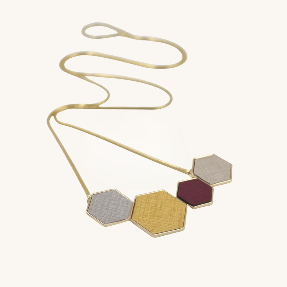 Hexagonal Gold Necklace Pendant