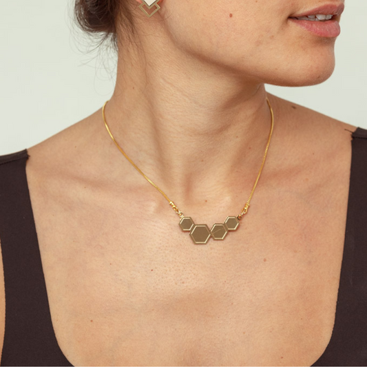 Petite Hexagonal Gold Necklace Pendant