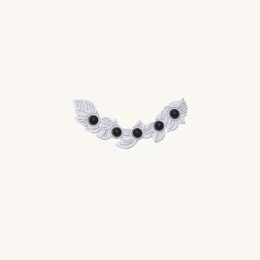 Black Bloom Silver Necklace Pendant