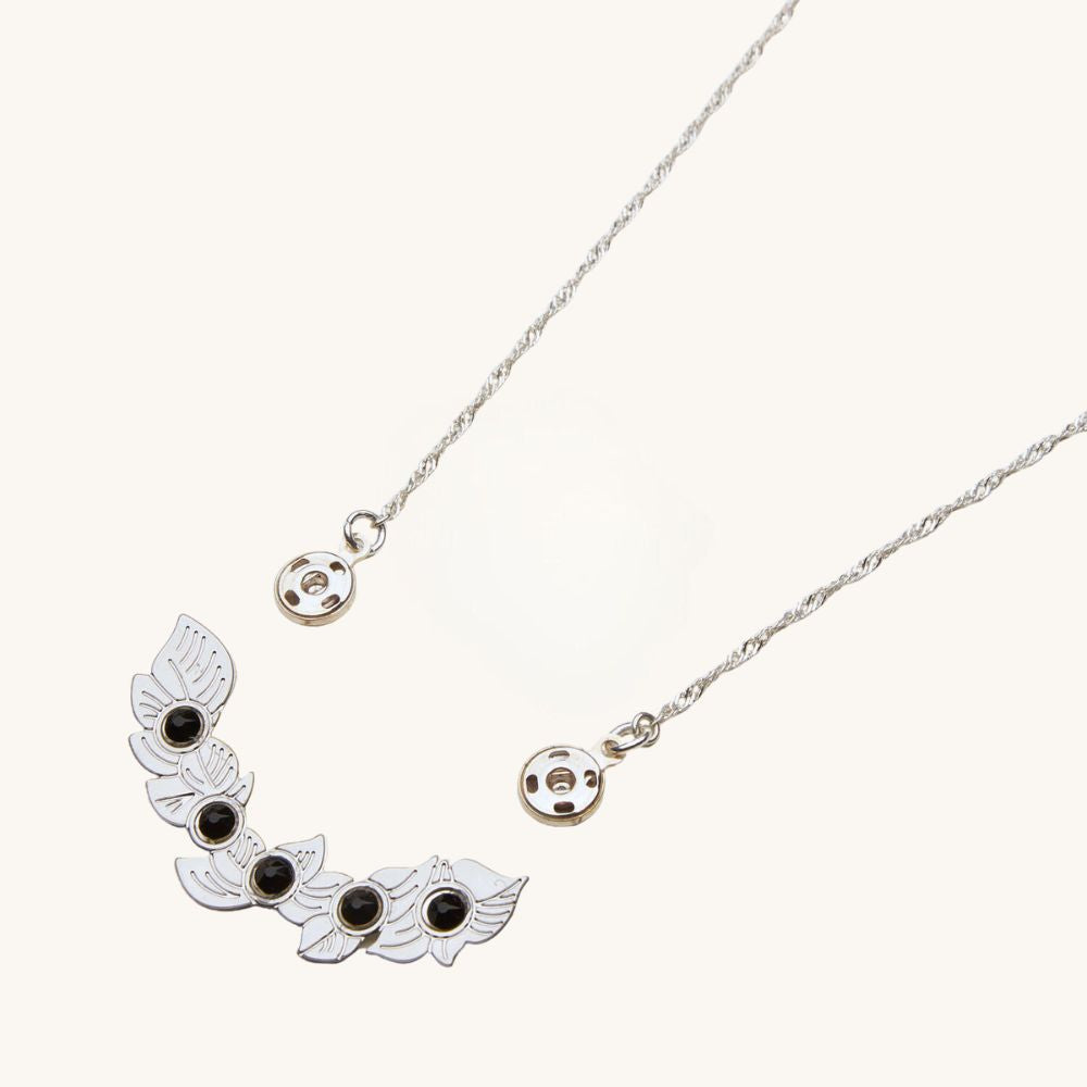 Black Bloom Silver Necklace Pendant