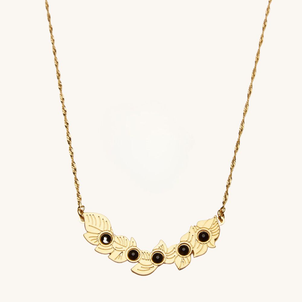 Black Bloom Gold Necklace Pendant