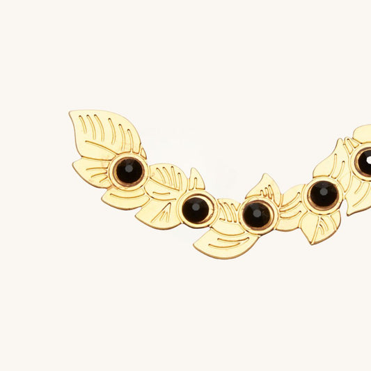 Black Bloom Gold Necklace Pendant