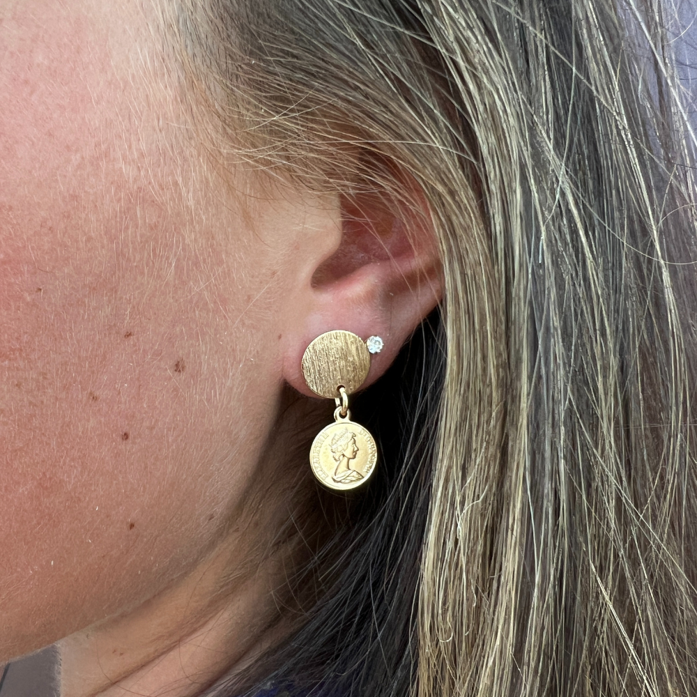 Marion Coin Gold Earrings Pendants