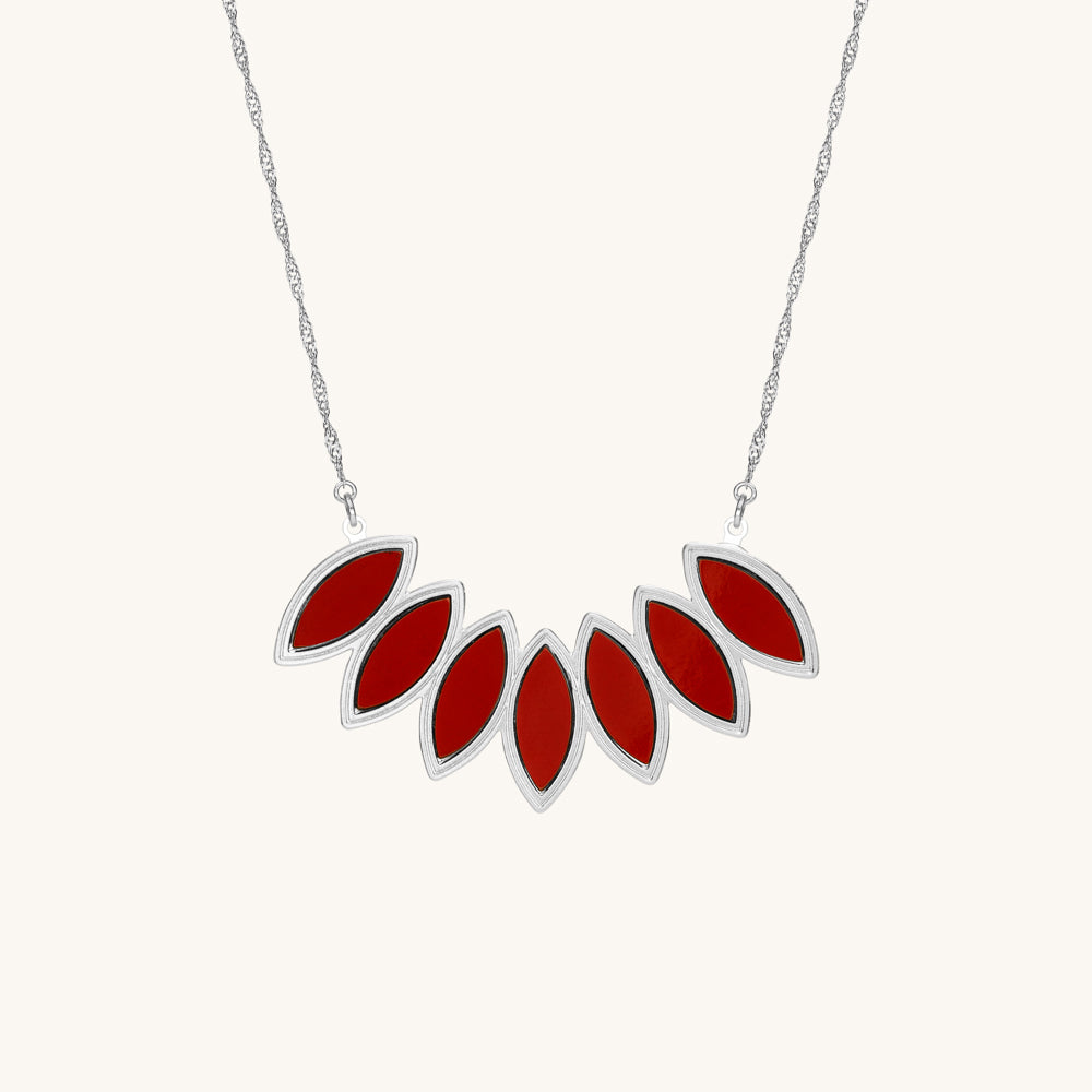 Red drop marquise | Silver pendant | Double
