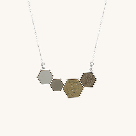 Formica hexagonal | Silver pendant | Double