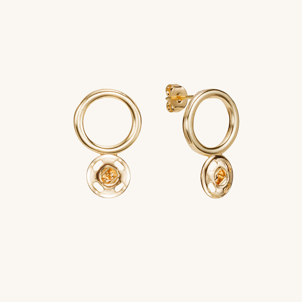 Pair of attached hoops earring bases | Gold