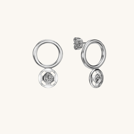 Pair of attached hoops earring bases | Silver