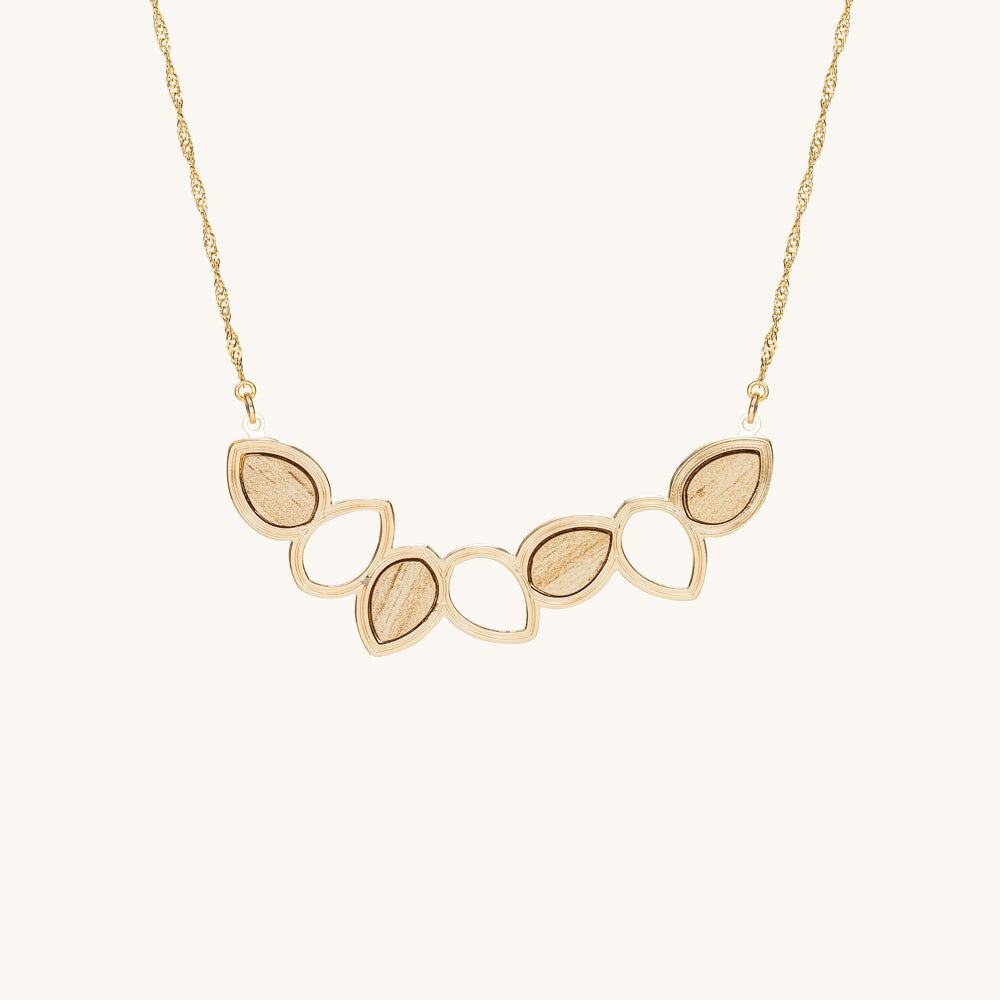 Wooden Tear | Gold necklace