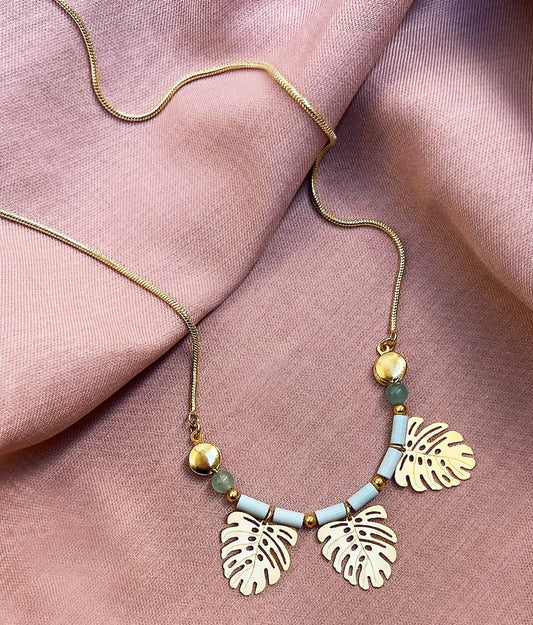 Tropical leaf | Gold pendant | Double